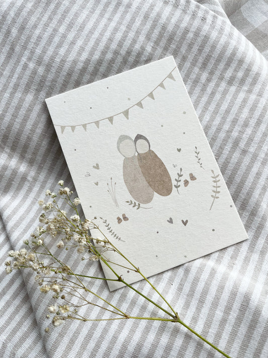 Dicke Postkarte - Baby / Zwillinge / Geschwister / Freunde